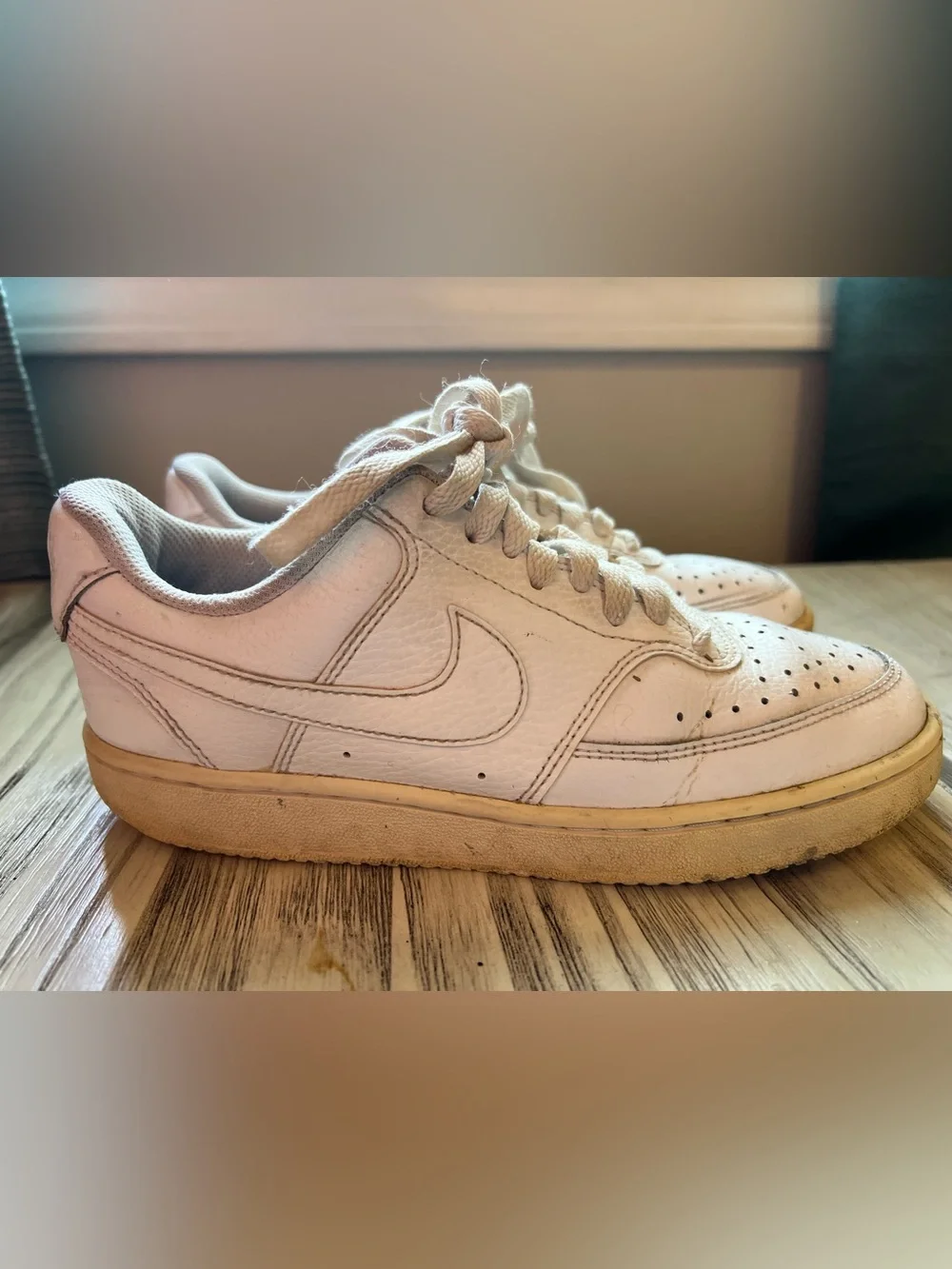 Nike Court Vision Low White Leather Sneakers Women’s Size 6 CD5434-100
